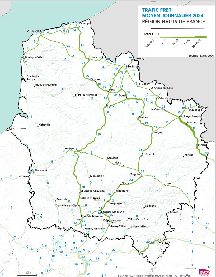 Cartographie du Trafic Fret 2024 en HDF